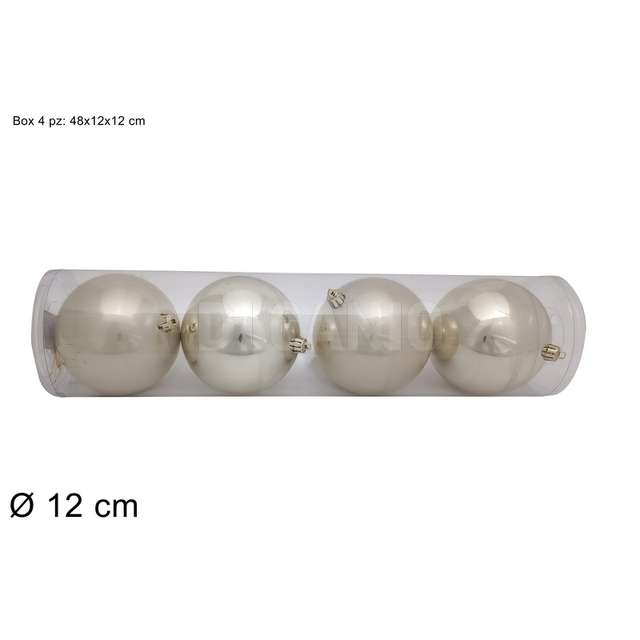 Palle 12 cm. 4 pz. 2ass beige in box pvc - Principale