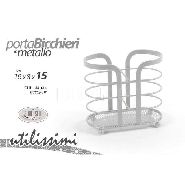 Portabicchieri ferro bianco 16x8x15cm - Principale