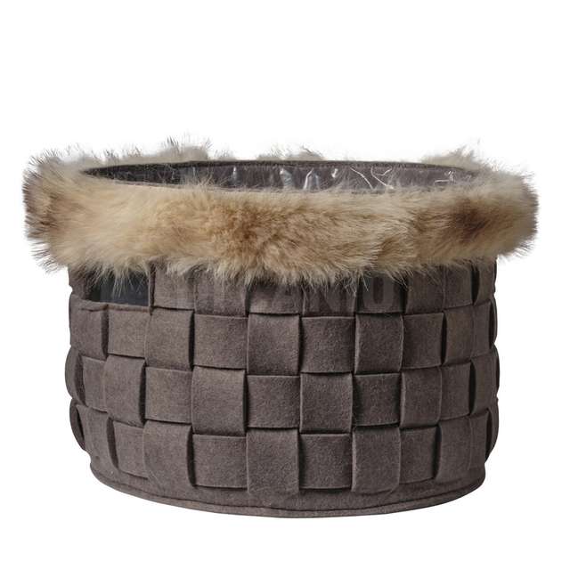 Cesto 34x3434x26 cm c/pelo (feltro) grey - Principale