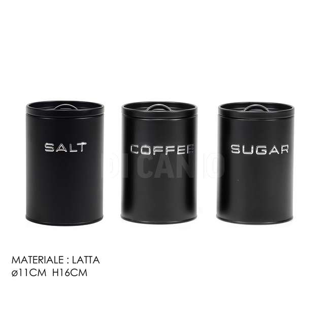 Contenitore latta con coperchio cm.11x16 nero - Principale