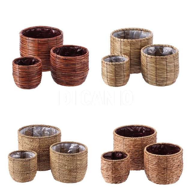 Set 3 fioriere fibra naturale assortite - Principale