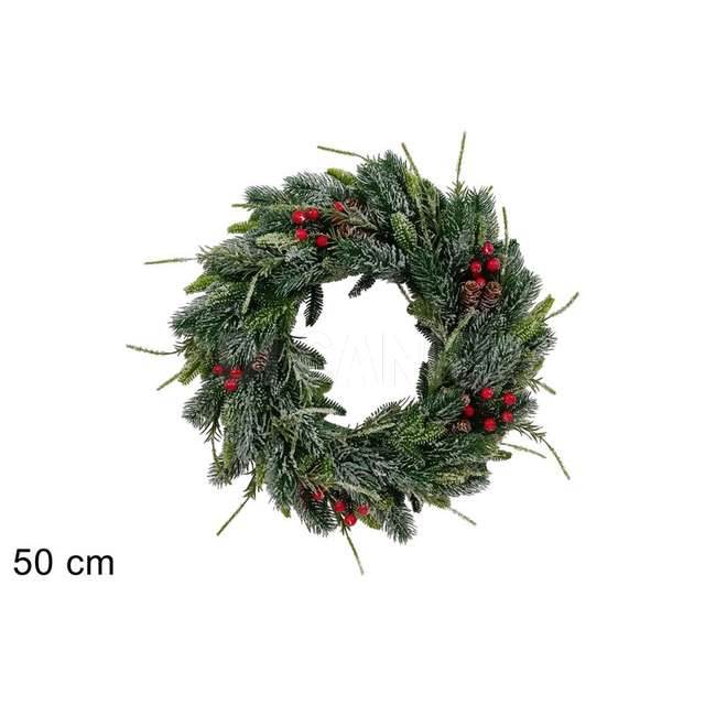 Dietroporta 50 cm in pvc cbacche e pigne innevato - Principale