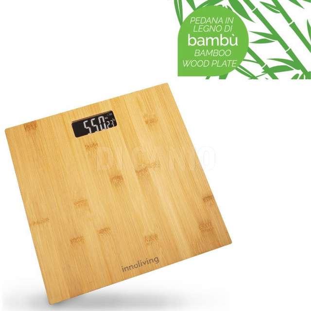 Bilancia digitale pesapersona in bambu celeste - Principale