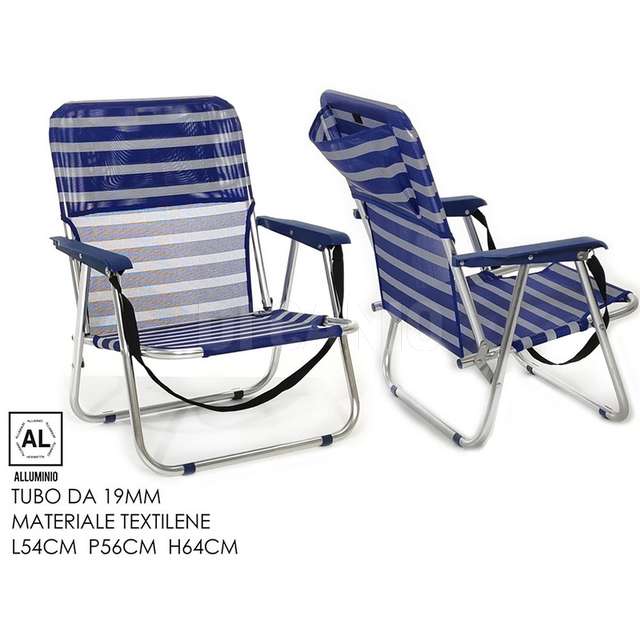 Sedia 54x56x64cm rigata con tasca poster. - Principale