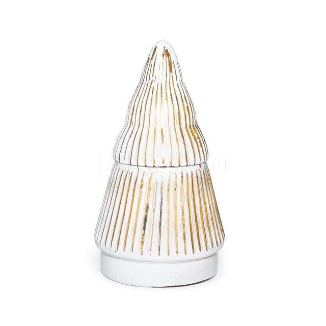 Candela profumata in cofanetto albero di vetro oro diam.11xh.21cm - - Principale