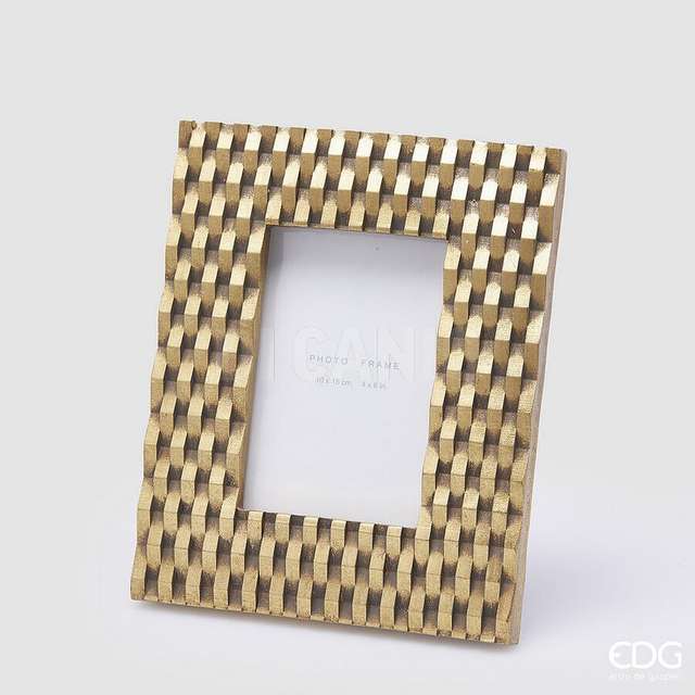 Portafoto intreccio rettangolare h.24 l.19 gold edg - Principale