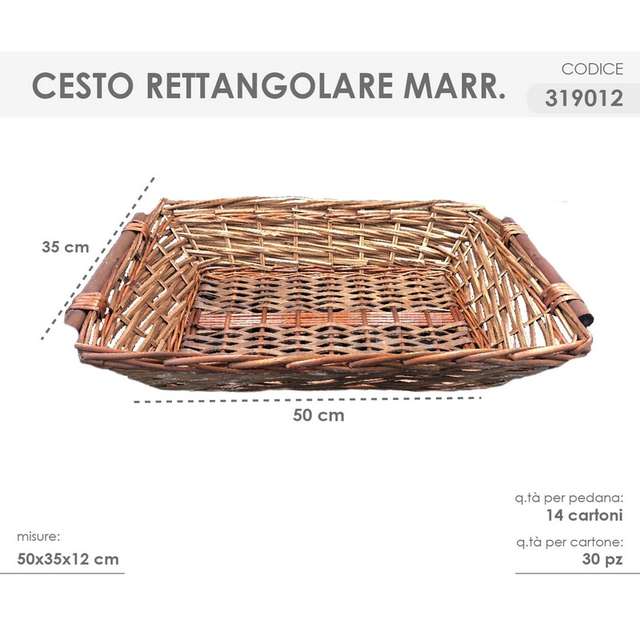 Cesto rettangolare marrone 50x35x12cm - Principale