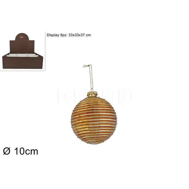 Palla vetro 10 cm. rigata con glitter oro - Principale