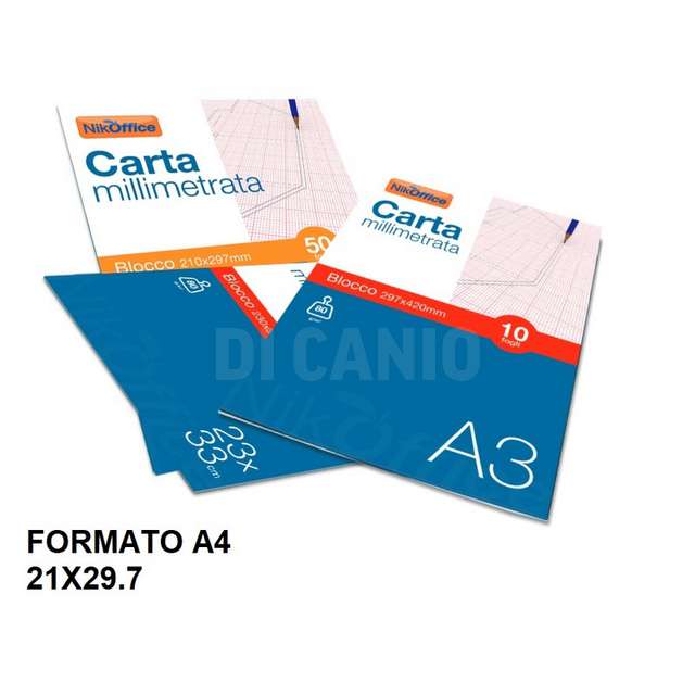 Blocco carta millimetrato 10 fogli 21x29.7 - Principale