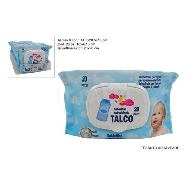 Salviettine detergenti 20 pz 42 gr. talco - Principale