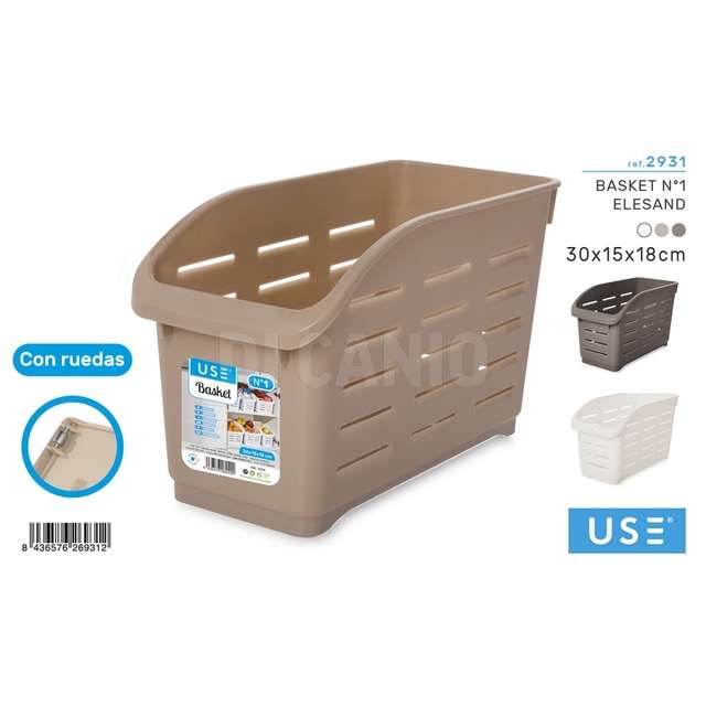 Cestino con ruote elesand 3 colori 30x15x18cm - Principale