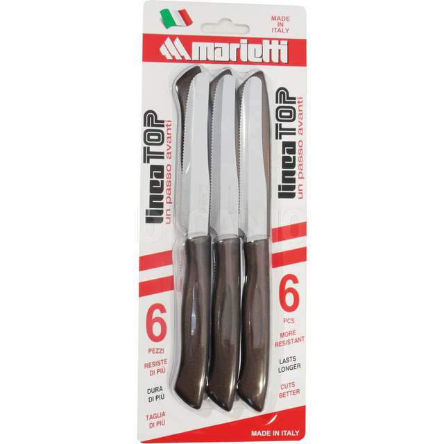 Conf. 6 coltelli tavola cm.11 marrone linea top - Principale