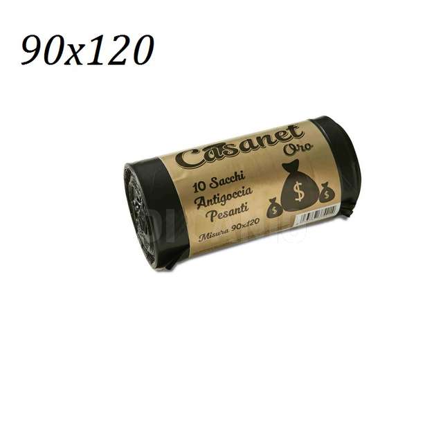 Sacco antigoccia pesante nero cm.90x120linea oroin rotolo da 10 pz. - Principale