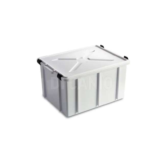 Cassetta box con coperchio cm 55x40x29 bianco con ganci neri - Principale