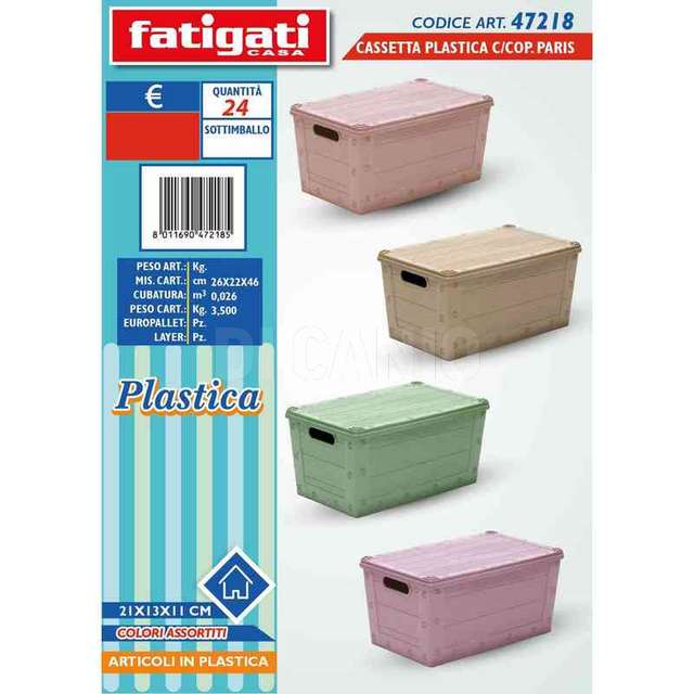 Cassetta plastica con coperchio cm.21x13x11 paris - Principale