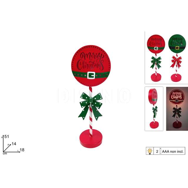 Decorazione cinta babbo natale in latta 51 cm. con luce 2ass. - Principale