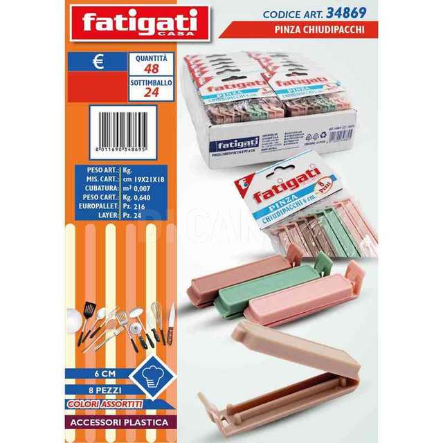 Pinza chiudipacchi 8 pz.6 cm. - Principale