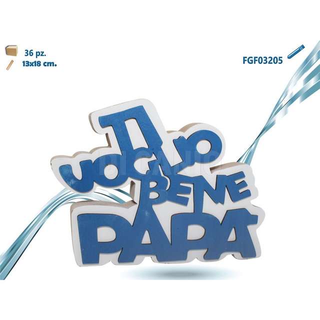 Scritta legno ti voglio bene papa cm.13x18 - Principale