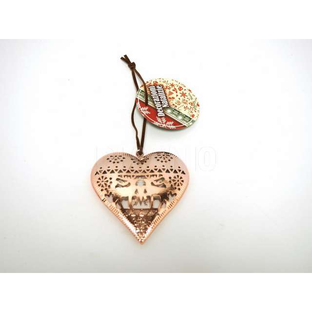 Cuore rame traforato da append.c_laccio pelle diam.8cm. creare - Principale