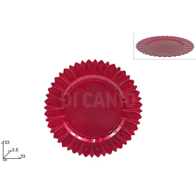 Sottopiatto fiore cm, 33 rosso - Principale