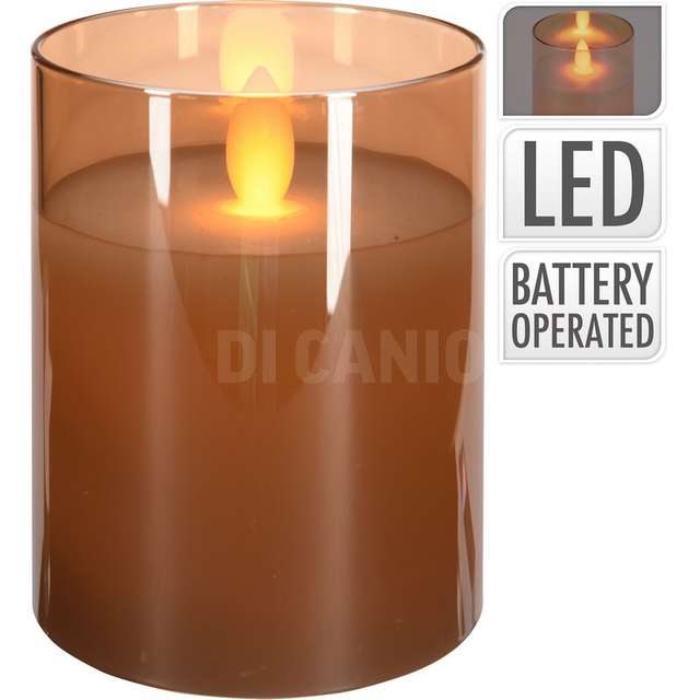 Vaso vetro candela led oro 10 cm. - Principale