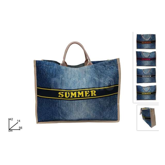 Borsa mare cm.56x42 juta fiori e farfalle summer trend 4 assortito - Principale