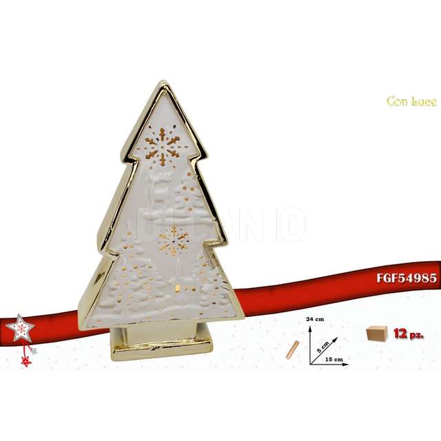 Albero natalizio c/led bianco/oro 15x5x24 - Principale