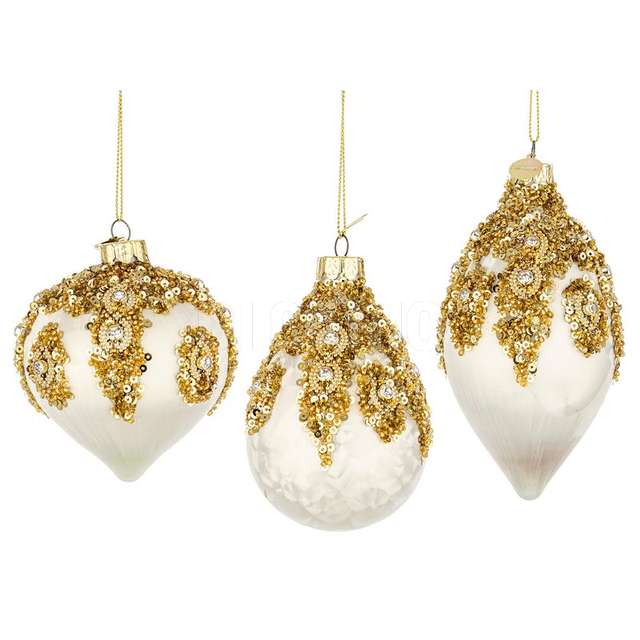 Pendaglio vetro melissa bianco-oro 3 assortimenti - Principale