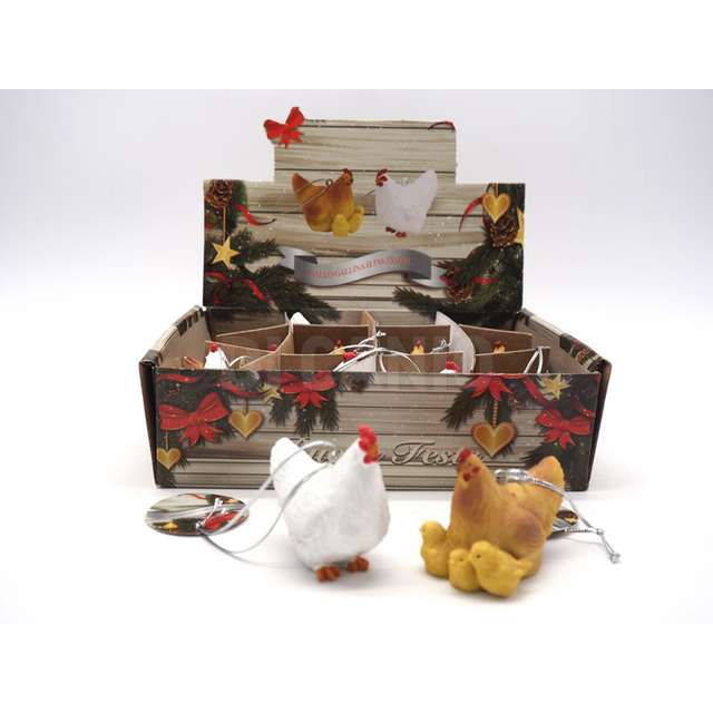 Gallo gallina h.5x6,5x6 cm. - Principale