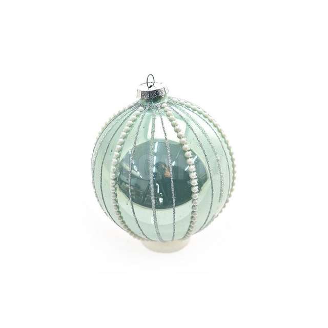 Sfera vetro 10cm celeste/argento - Principale
