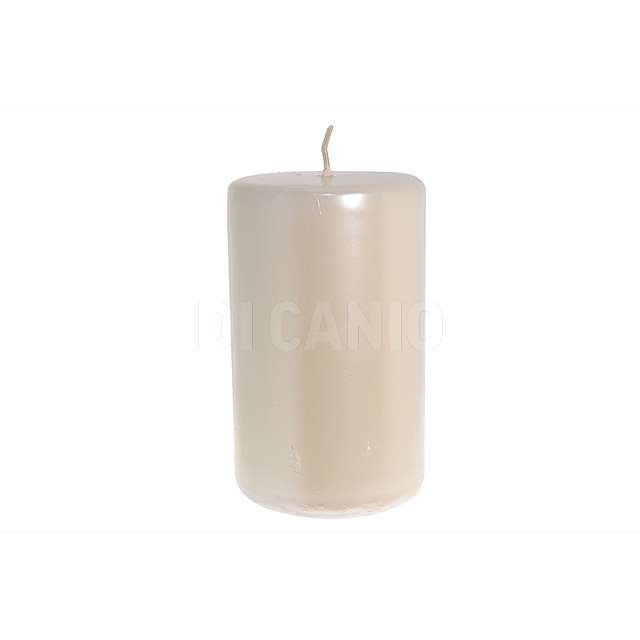 Candela pillar lucid d.cm 8xh.15 colore madreperla espositore bianco - Principale