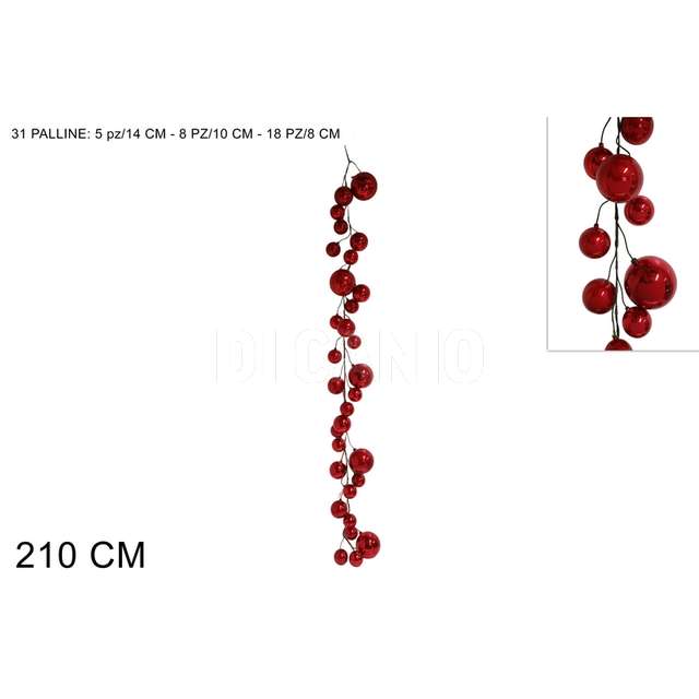 Ghirlanda 31 palline 210 cm. rosso - Principale