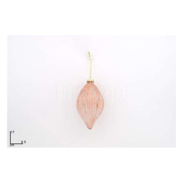 Palla ovale vetro 17cm rosa antico con eff ghiacc ks21-due-56 oval-oldpi - Principale