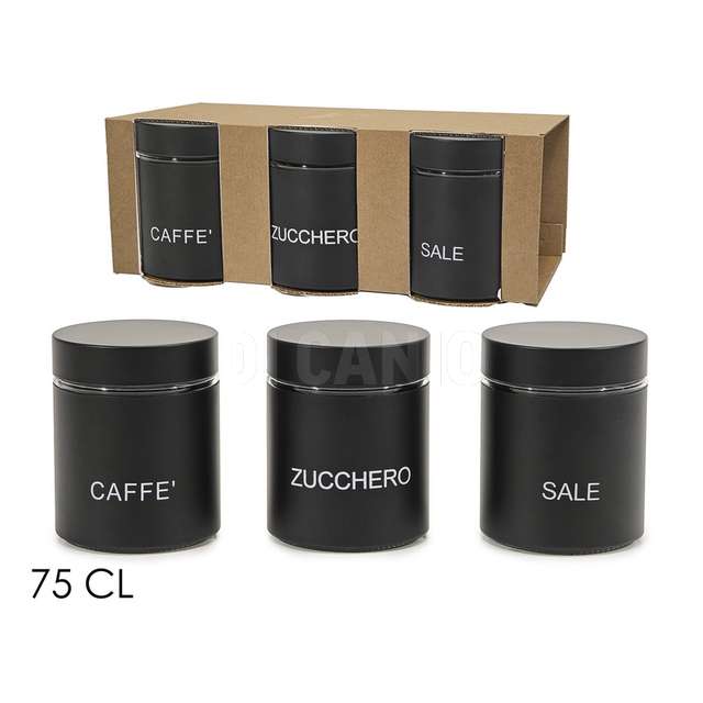 Set 3 barattoli 75 cl nero matt - Principale