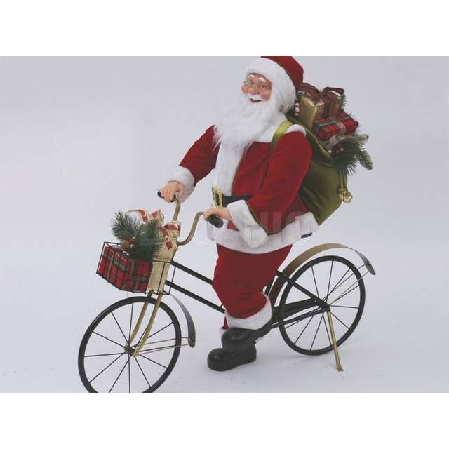 Babbo cm.110 su bici cm.110x52x100h c_sacco doni velluto verde euron. el-74954 - Principale