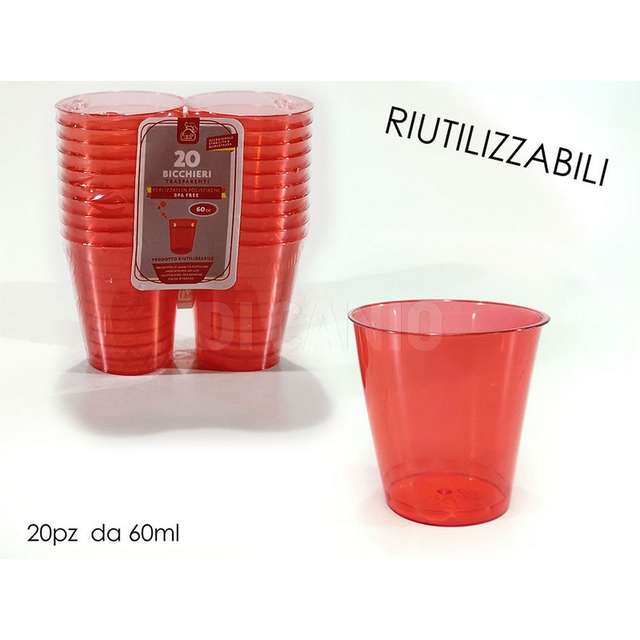 Set 20 bicchieri 6 cl rosso - Principale