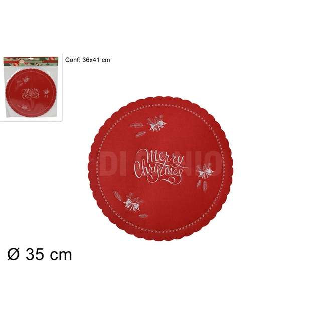 Sottopiatto feltro tondo 35 cm. merry christmas - Principale