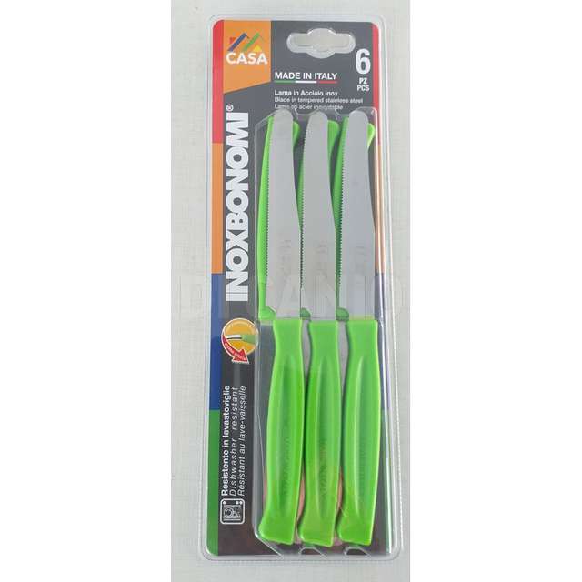 Blister 6 pz. coltello tavola bivalva verde bonomi - Principale