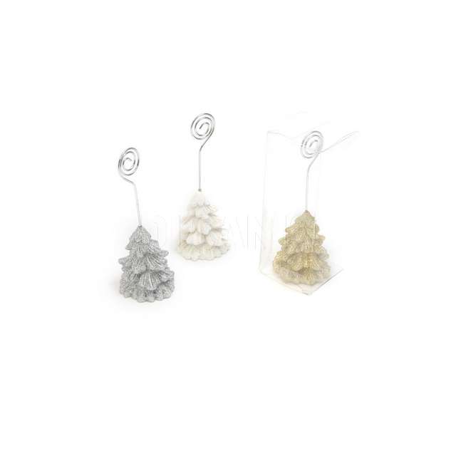 Segnaposto albero con glitter in resina h.12x5x5 cm. assortito - Principale