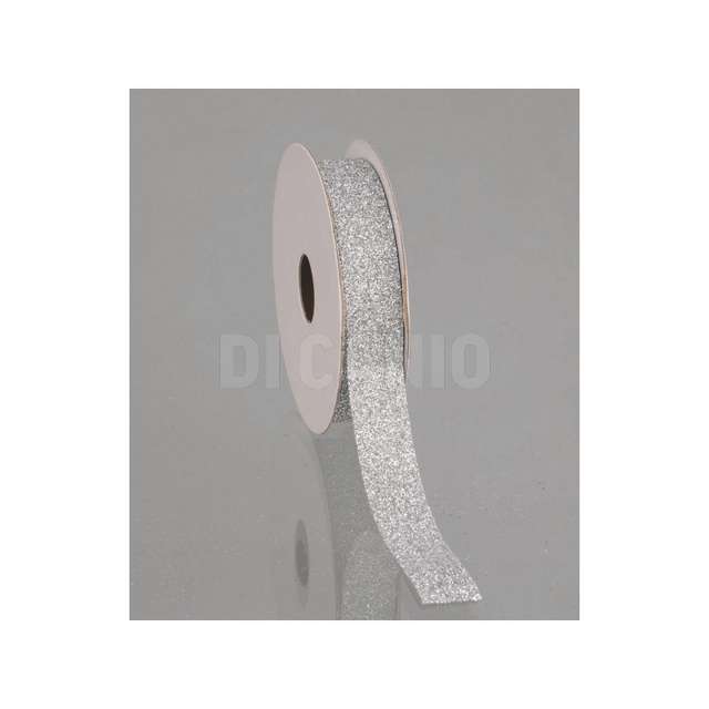 Nastrino argento mm.16x2 70mt glitterato - Principale