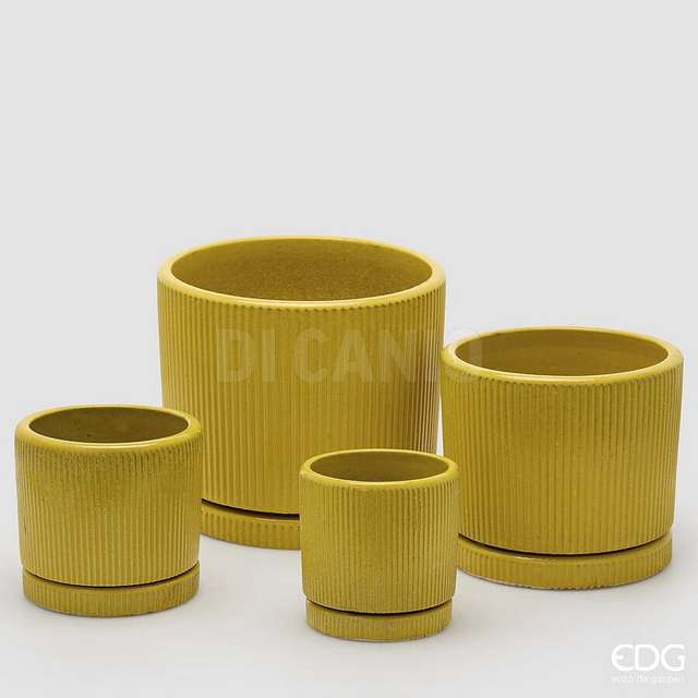 Set 4 vaso glaze righe rotondoyellow edg - Principale