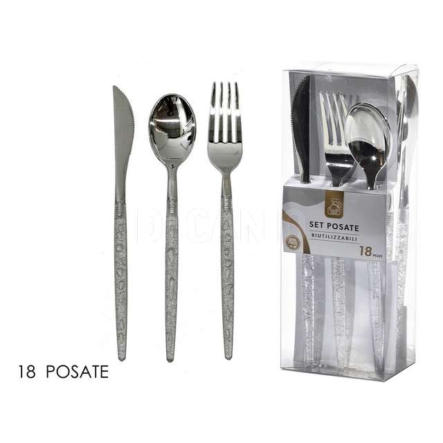 Set 18 posate silver con glitterica - Principale