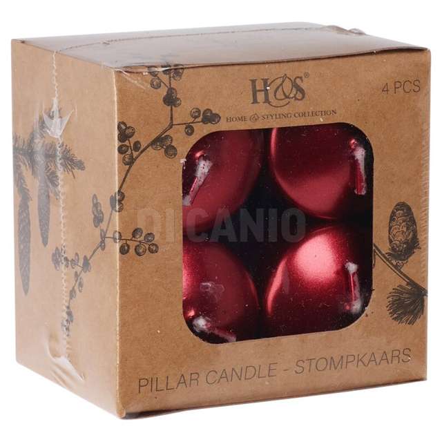 Set 4 candele rosso metal 4x6cm - Principale