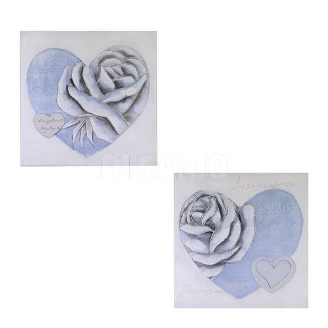 Quadro dipinto rosa e cuore 2 assortiti cm80x3h80 vacch.0223780000 - Principale