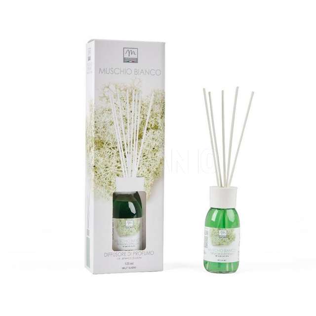Diffusore di essenza con bacchetti in cotone 125 ml muschio bianco - Principale