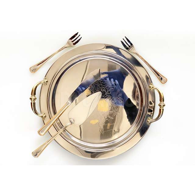 Servizio dolce 15 pz oxford filo oro acciaio 18/10 - Principale