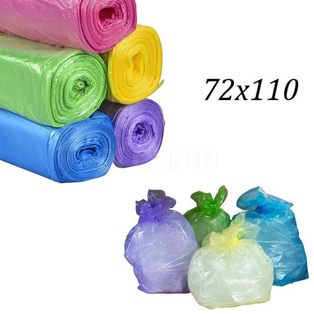 Sacco differenziata trasparente cm. 72x110 lt.110 in rotolo da 10 pz. - Principale