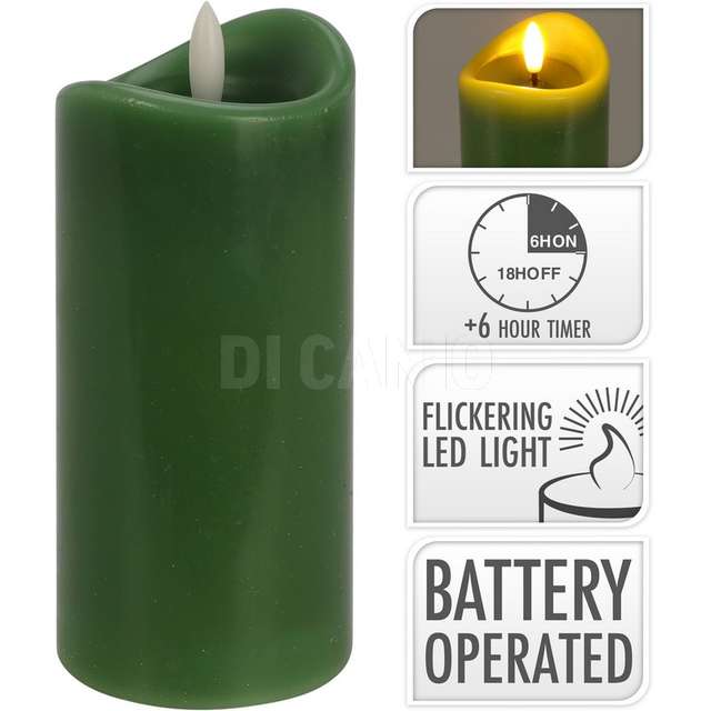 Candela verde led 7x15cm - Principale
