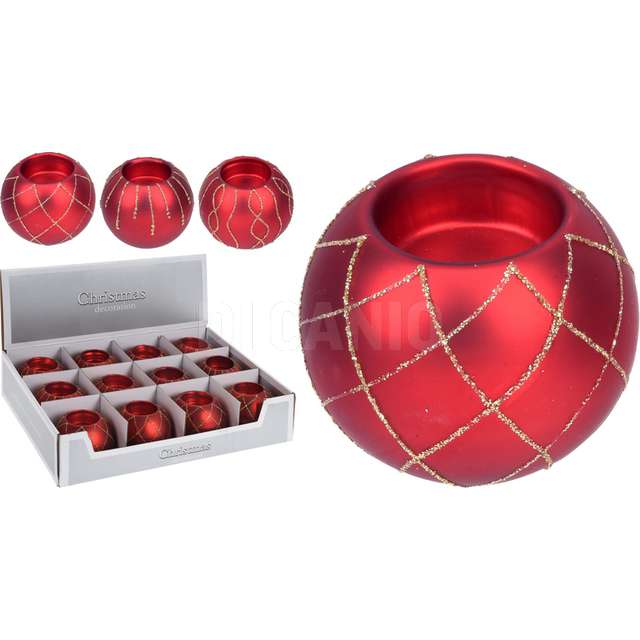 Portacandela vetro 7cm rosso - Principale