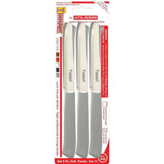 Set 6 coltelli da tavola inox cm.11 manico tortora linea super - Principale